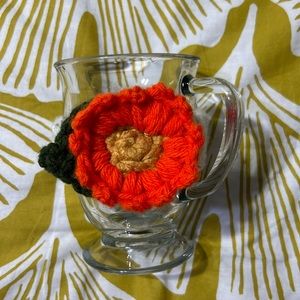 Sunflower Mug Cozy, Hand Crochet Mug Cozy